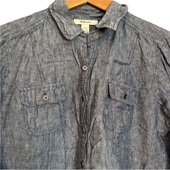 Style & Co 100% linen button  down shirt - Picture 2 of 10